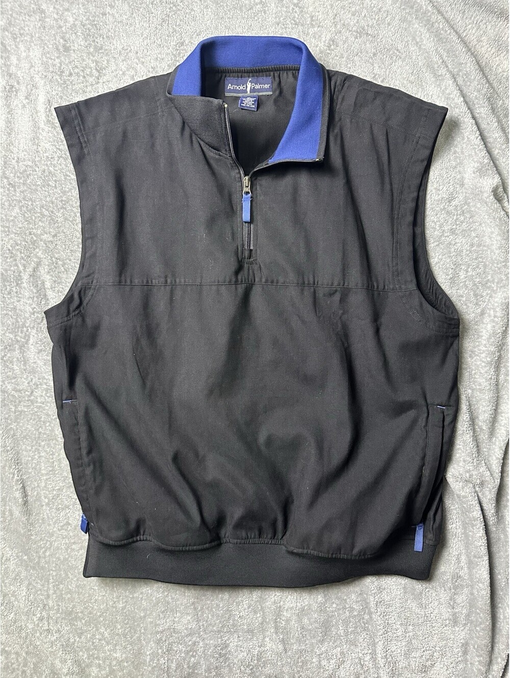 Arnold Palmer Vest Mens XL Sleeveless Golf Full Zip Black Blue